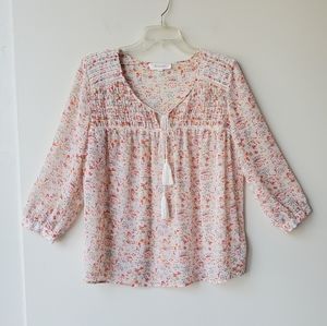 Two by Vince Camuto Sheer Floral Blouse